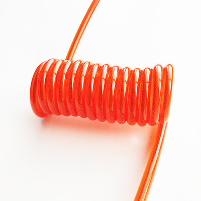 Fijación de alambre de acero bobina de resorte de cordón transparente de color naranja de plástico PU recubierto
