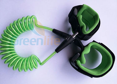 Vínculo plástico retractable de la muñeca del bebé de la primavera con el verde el 1.5M de las correas estirado longitud