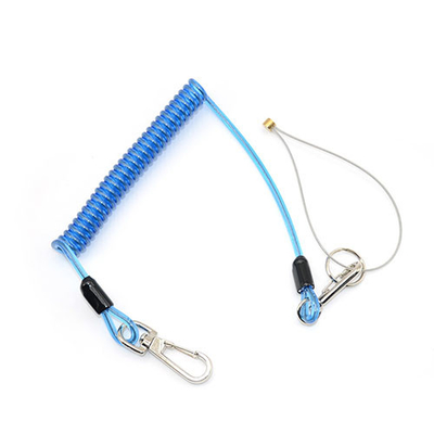Lanyard de cuerda de alambre enrollado azul de plástico transparente
