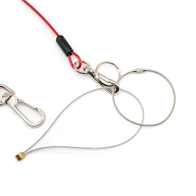 Cable de alambre de red transparente bobina de cinta de cordón transparente rojo con bucle / giratorios