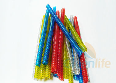 Colores rojos transparentes del amarillo del verde azul de la longitud del acollador plástico de encargo de la bobina