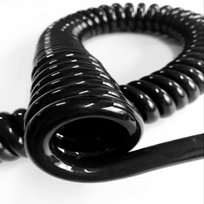 TPU negro sólido recubrimiento de seguridad Cable espiral personalizado largo 1 / 1.2 / 1.5 / 3 / 5M
