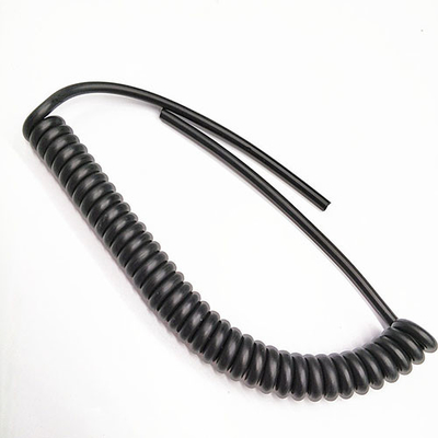 Largo cordón de cuerda en espiral negro TPU cubierto con cuerda de resorte
